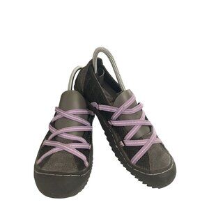 J-41 Jeep Traction Sole big girl size 3.5 Black Purple Mesh Casual sandals Shoes